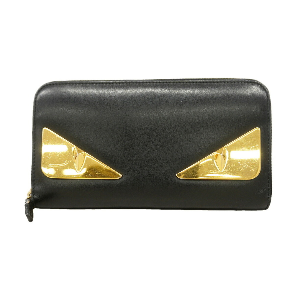 Fendi Long Wallet Monster Leather Black Women's P3610647